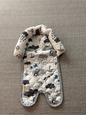 Gold Bug Quilted Hooded Baby One-Piece in Gray and Blue Car Seat/Carrier  Insert